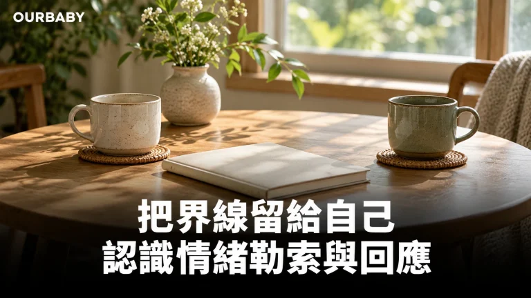 兩隻保留適當距離的茶杯與筆記簿，象徵人際界線